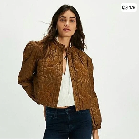 Free People Quinn Quilted Brown Jacket - Picture 1 of 4